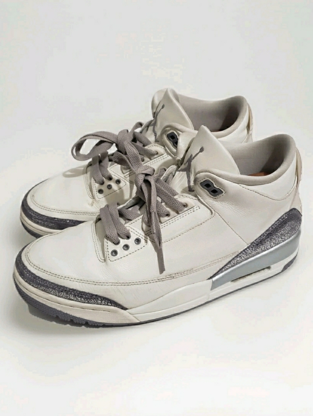 Nike Air Jordan 3 Retro Sail Cement  Metallic Silver Women 11.5 M 10 CK9246-100